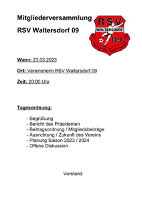 Mitgliederversammlung RSV 2023